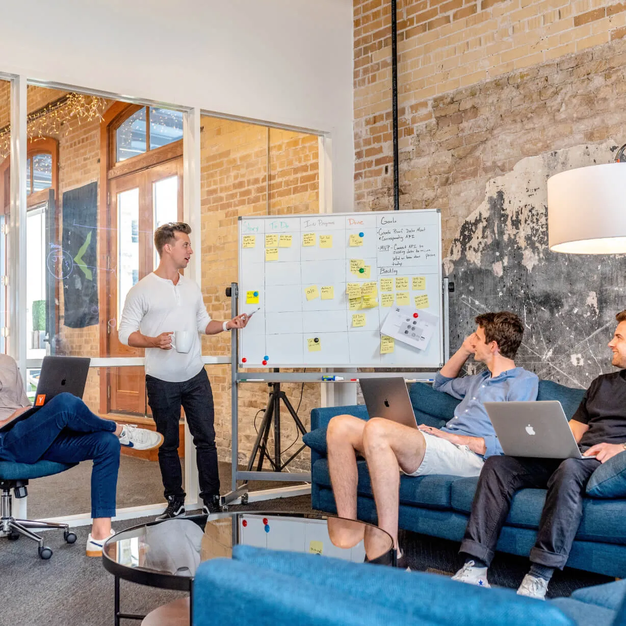 A group of employees working